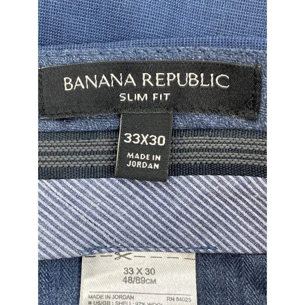Banana Republic Pants Mens 33 x 30 Blue Wool Blend Stretch Slim Fit